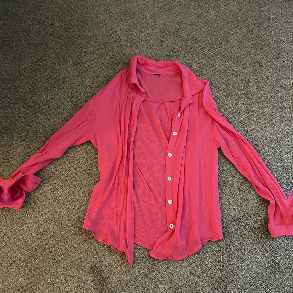 Pink button down shirt
